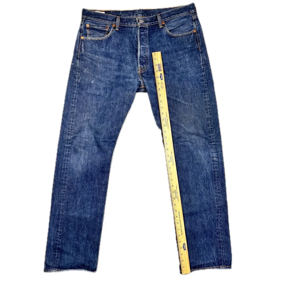 Levis‎ 501 Original Fit Mens Blue Denim Straight Leg Button Fly Jeans 36x34